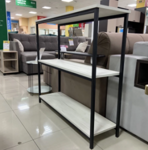 Стеллаж Сл002.0 (МЕТАЛЛ Черный Муар/ЛДСП Дуб Крафт белый (0009/0159))