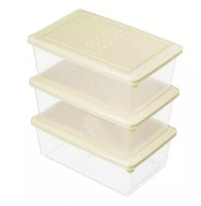 Набор контейнеров д/продуктов 3шт "Asti" 1,05л прямоуг. Светло-бежевый (10) 221100925/01