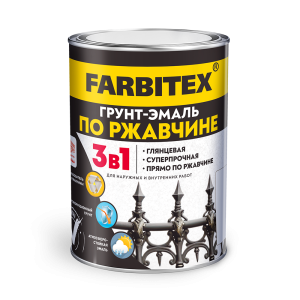 Грунт-эмаль по ржавчине 3в1 серый (10 кг) Farbitex (1)