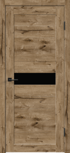 Дверь Линия 10 Канадский дуб/Лакобель черное ПО 600