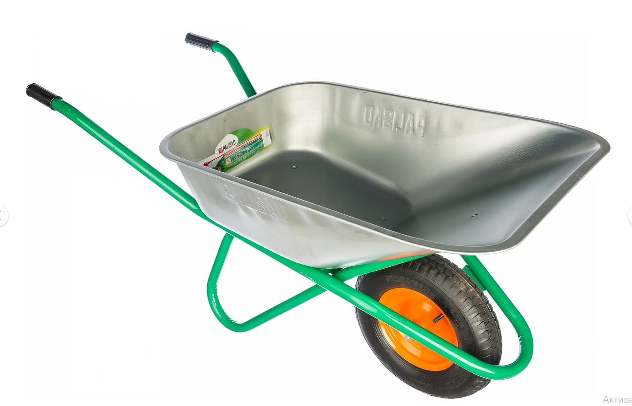 Тачка садово-строительная, 1 колесная усиленная, грузоподъемность 200 кг, объем 90 л// PALISAD