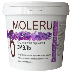 Эмаль акриловая Moleru 6 Белый Полуглянцевая (2/2,5 кг.) (4)