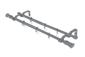 Карниз ков.раздвиж 16/19 1,6-3,0 2х рядн. цилиндр серый