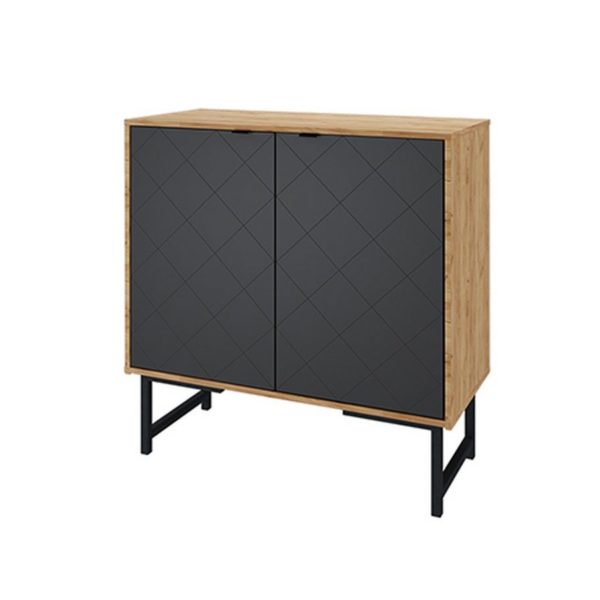 Тумба ТВА (ЛДСП Дуб Крафт золотой/МДФ Графит/МЕТАЛЛ Графитовый Муар (0053/0010/0189)) Тм027.0