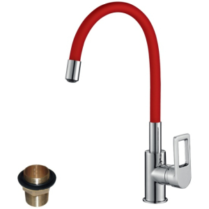 Смеситель Россинка для кухни Z35-35U-Red (35 мм) с гибким цветным изливом, хром/красный