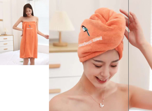 Набор тюрбан для сушки волос+ платье "Оранжевое настроение"