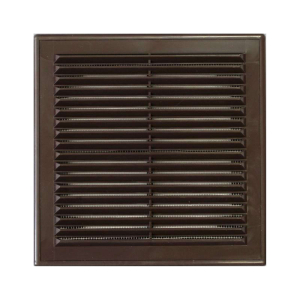 Решетка вент. 208х208 мм с рамкой с сеткой, коричневая (40)