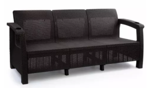 Диван "Ротанг-плюс" 1880*700*790мм 3-х местный мокко (1) М8836