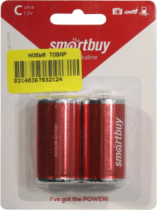 Батарейка алкалиновая Smartbuy C/LR14/2B (12/192) (2шт в блист)
