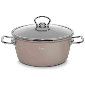 Кастрюля 2,6 л эмалиров. со стекл. кр., ручка хром; цвет:кремово-розовый