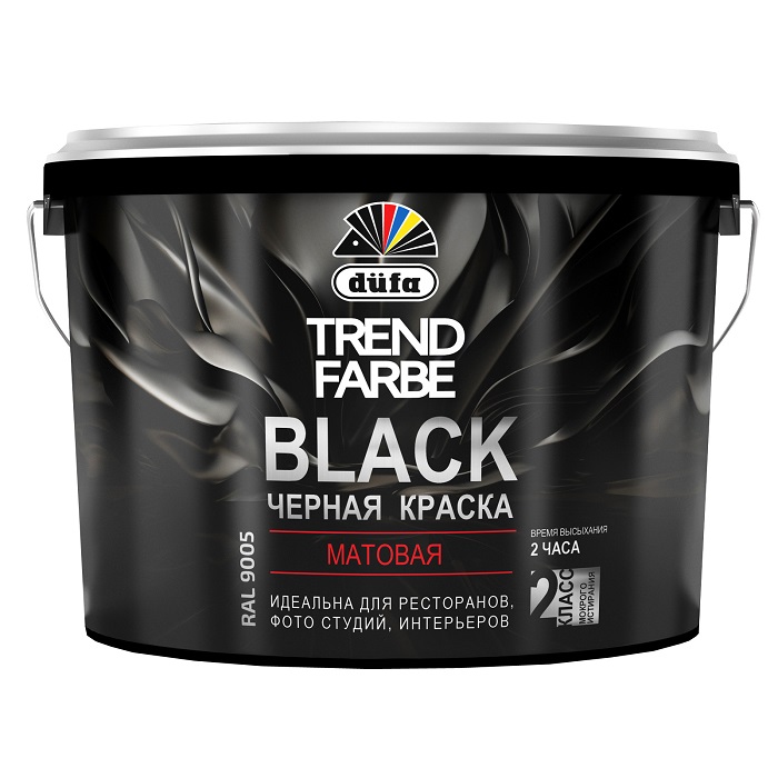 Краска DUFA в/дисперсионная TREND FARBE  BLACK, RAL 9005 (черная) матовая  2,5л (1)