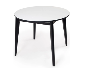 Стол Марс-2 стекло D900(310) белое ПВХ черный Подстолье 4H-5 черный