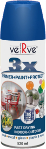 Универсальная акриловая эмаль VERVE 3X цвет: генцианово-синий RAL5010, глянцевый, спрей 520мл (6)