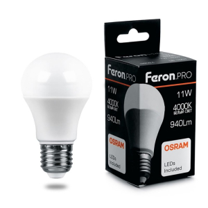 Лампа светодиодная 11Вт 4000К E27 Шар матовый Feron Pro LB-1011(10)