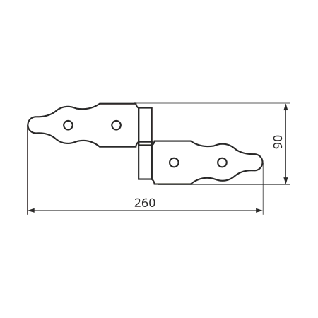 Петля фигурная Домарт 90х260, правая, черный