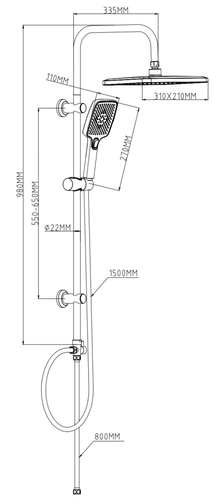Душевая система, арт. ST03Q, ESKO2