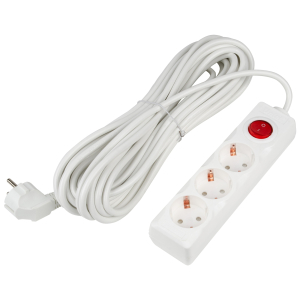 Удлинитель серии Ultra, шнур 10м., 3 гнезда, 16A, с/з. Белый. TM Uniel S-GCU3-10B WHITE (10)