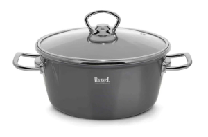 Кастрюля 5,2 л эмал. со стекл. кр., ручка хром; цвет:графитовый