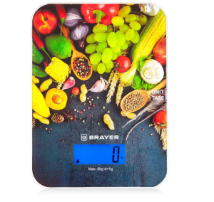 Весы кухонные BRAYER, вес до 8 кг, разм.20*14,5см,дисп 45*23мм, 2*ААА 1801BR(5) (_5_)