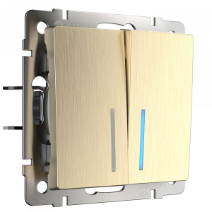 Шампань рифленый выключатель Скрытой установки 2-х клав С подсветкой Werkel W1120110 (10)