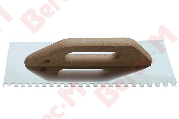 Кельма (Гладилка)зубчат. из нерж.стали с дер. руч.280*130мм (8*8)(12)