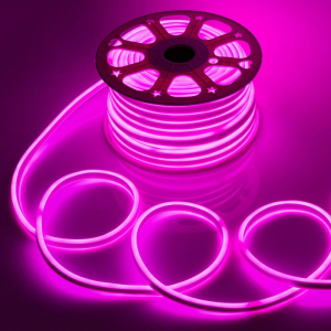 Светодиодная гибкая лента. NEON Розовый 120LED/m-8mm-IP67-220V-8W/m-  (50м)(_50_)