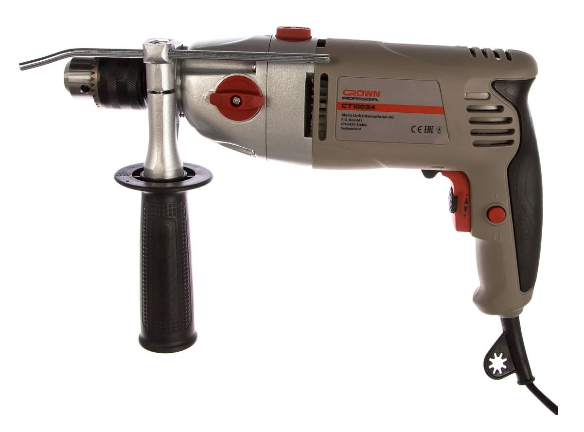Дрель ударная CROWN CT10034 1050Вт, КП 1,5-13мм, двухскоростная
