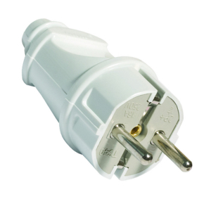 Вилка прямая с/з белая 16А 250В (50)