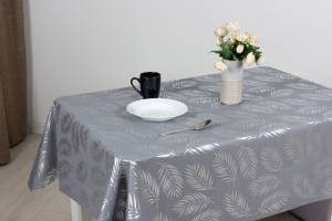 Клеенка Аурум Софт, 137 см, FJ83029-5, Листья папоротника (серебро) (20м)