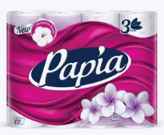 Бумага туалетная PAPIA 3 слоя 4 рул Балийский Цветок*14 (в штуках)(__)