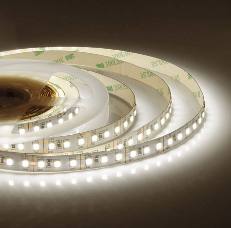 Светодиодная лента 12В, 12Вт/м, 6500К. 120д/м, IP20, 1300Лм/м, ширина подложки 10мм, 5м