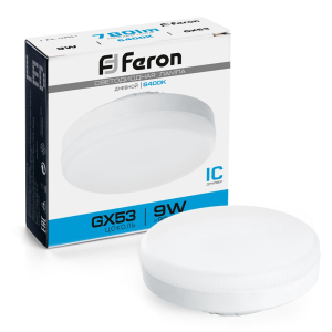 Лампа светодиодная 9Вт 6400K GX53 Feron(10/100)