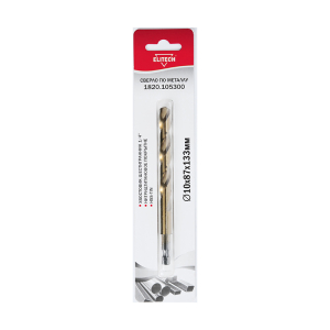 Сверло д\металла HSS-TIN,10.0х87х133мм,1шт,хв-шестигранник 1/4",блистер(50)