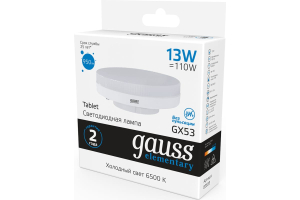 Лампа светодиодная 13Вт 6500K GX53 Gauss Elementary(10/100)