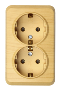Розетка Светлое дерево 2-х местная открытой установки с заземлением  Юпитер Smartbuy (10)
