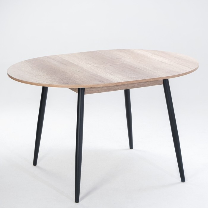 Стол КРУГЛЫЙ ОРИОН (раздвижной) D 950 мм ЛДСП Дуб каньон/ ноги металл ЧЕРНЫЙ