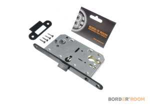 Корпус замка Бордер с пластик ригелем под цилиндр, BL (чёрный) (30)