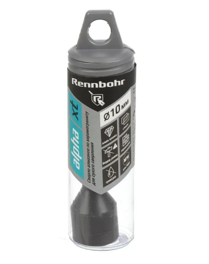 Сверло алмазное по керамограниту для УШМ, хв. M14, 10мм, сухой руз, Rennbohr Alpha XT