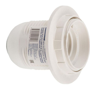 Патрон GLH-E27-HRP-H-W-R, термостойкий пластик, Е27, подвесной, с кольцом, белый, 1/50/600