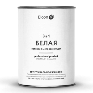 Грунт-эмаль по ржавчине Elcon 3 в 1 матовая белая 0,8 кг (12)