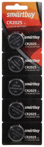 Литиевый элемент питания Smartbuy CR2025/5B (100/4000) (1шт в блист отрывн)