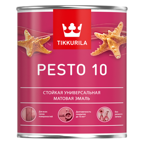 Эмаль Tikkurila Евро Песто 10 А алкидная  Белый Матовый 2,7л (6)