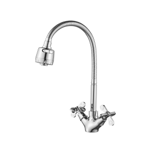 Смеситель Россинка для кухни двуручный с гибким изливом, хром, RS42-75(_1_)