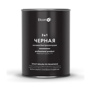Грунт-эмаль по ржавчине Elcon 3 в 1 матовая черная 0,8 кг (12)