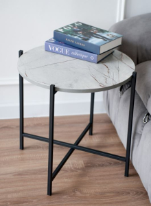 Стол сервировочный СКЛАДНОЙ D 500 мм каркас черный/ЛДСП Каспий СВЕТЛЫЙ