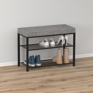 Банкетка "Торонто 23S" цвет каркаса черный, цвет сиденья серый (1)