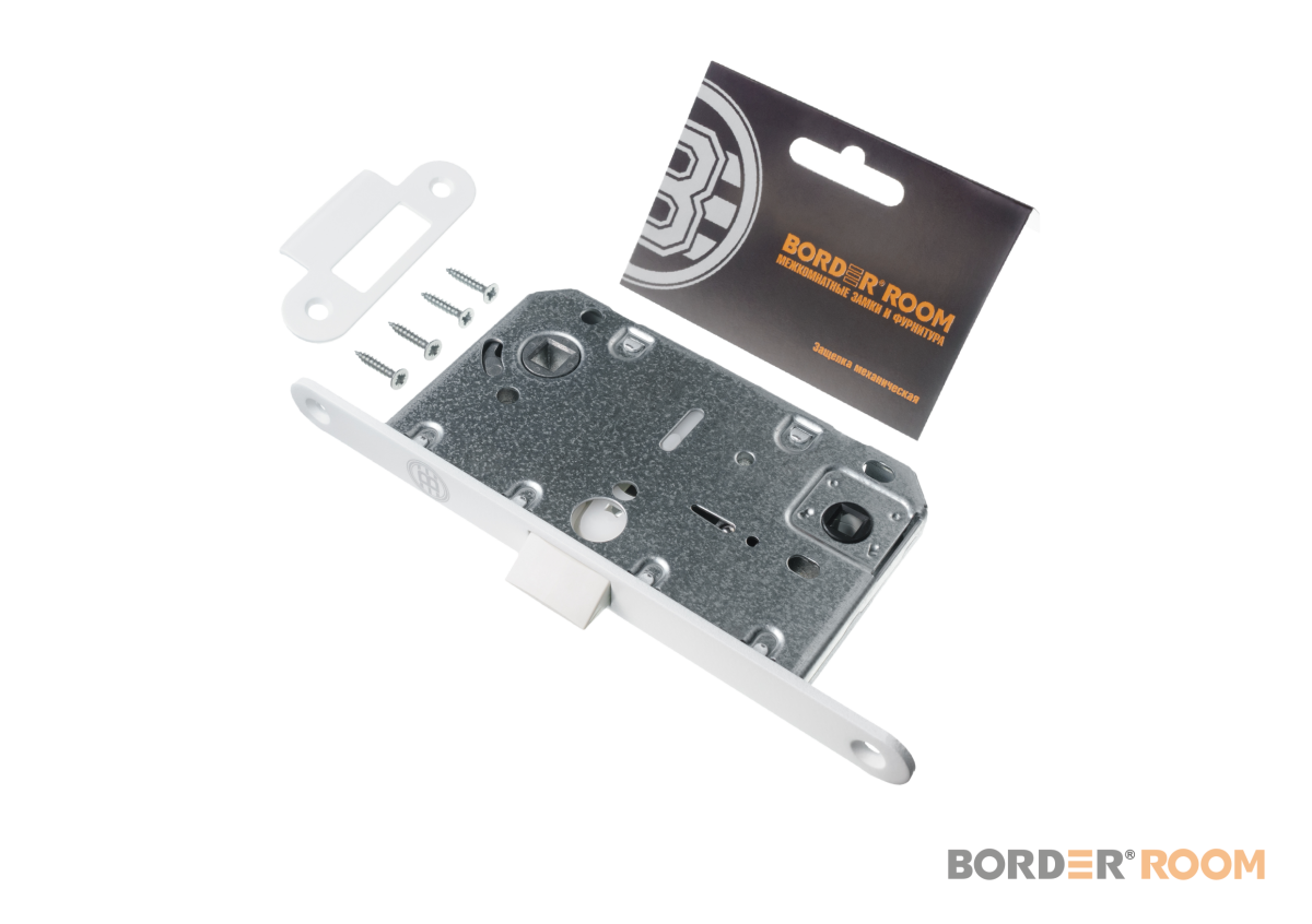 Защелка дверная сантех Бордер пластик яз., W белый