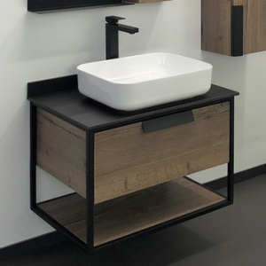 Тумба Кёльн-75 дуб темн. с черн.столешн. + ум. COMFORTY T-Y9378 (1)