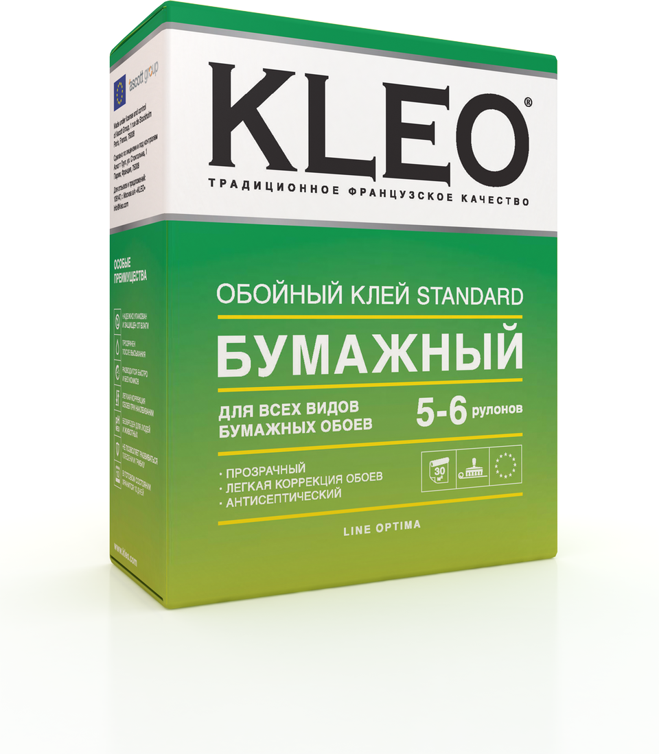 Клей для бумажных обоев КЛЕО OPTIMA 120г 5-6 рул (20)
