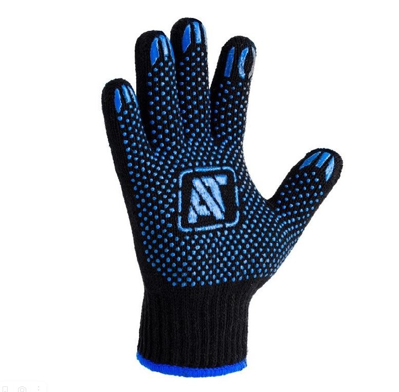 Перчатки трикотажные Зима Двойные с ПВХ, черные, р.10 135гр./(150)